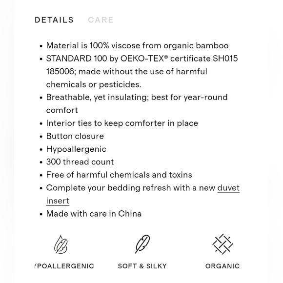 NWT! Quince 100% Organic Eucalyptus Bamboo Duvet Cover! King/ Cal King (823) - Picture 5 of 8